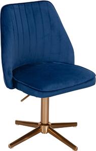 Sedia da scrittura design in velluto blu scuro sedia girevole con schienale | Wohnling