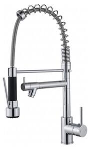 Rubinetto da cucina Aquanello Gastro con funzione spray professionale, cromato, modello CR-4402-GT