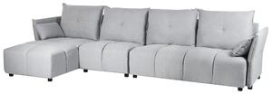 Divano angolare 4 posti grigio chiaro cuscini schienale imbottiti destro soggiorno moderno Beliani