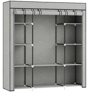 HOMCOM Armadio contenitore appendiabiti in tessuto pieghevole con barra appendiabiti e ripiani, 150 x 43 x 162,5 cm, grigio chiaro | Aosom Italy