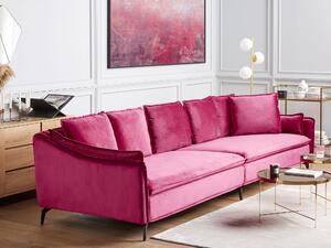 Divano 4 posti velluto rosa fucsia moderno glamour cuscini soggiorno Beliani