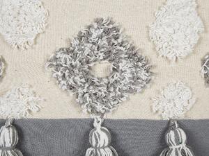 Set di 2 cuscini decorativi bianco e grigio cotone 45x45 cm con nappe motivo rombi Beliani