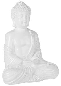 Statuetta decorativa in poliresina bianca 40 cm Statua di Buddha scultura ornamentale Finitura lucida Accessori decorativi Beliani