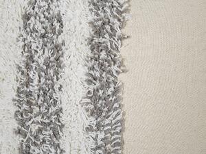 Cuscino decorativo cotone beige e grigio 45 x 45 cm con motivo a righe con nappe Beliani