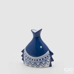 Edg Enzo De Gasperi Vaso Testa di Pesce Blu in Ceramica (2 misure) Piccolo