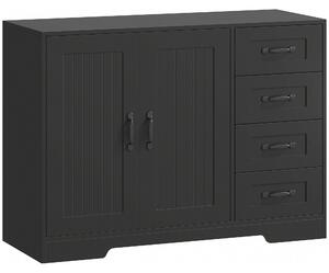 HOMCOM Sideboard, Mobiletto, stile moderno, 4 Cassetti, 1 Armadio, 105 x 40 x 76 cm, Nero | Aosom Italy
