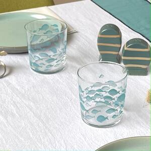 Côté Table Set 2 Bicchieri in vetro temperato Poissons Bleu 35.5 cl
