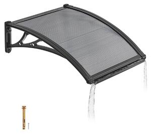 Tettoia per porta d'ingresso - Tettoia ad arco - Dimensioni 61 x 60 cm - Policarbonato - Con sistema di drenaggio - Protezione da pioggia, neve e sole - Supporti in ABS - Grigio fumo
