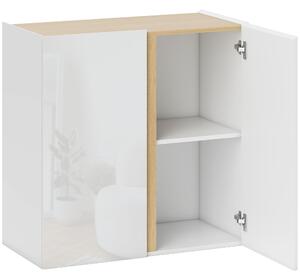 HOMCOM Buffet a alta brillantezza, mobile da archiviazione con 2 porte a chiusura ammortizzata e ripiano regolabile, 80x40x80cm, bianco | Aosom Italy