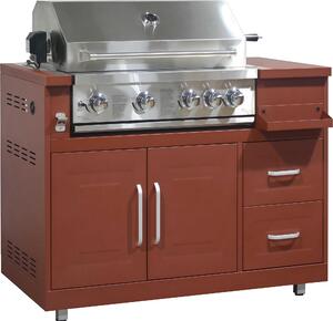 Barbecue a gas a 4 fuochi e girarrosto per cucina da esterno - Oviala Memphis