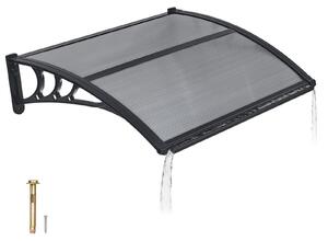 Tettoia per porta d'ingresso - Tettoia ad arco 100 x 75,5 cm - Policarbonato - Con sistema di drenaggio - Supporti in ABS - Protezione dai raggi UV - Protezione da pioggia, neve e sole - Grigio fumo
