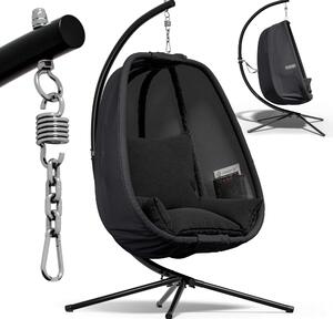 CASARIA® Sedia a Dondolo da Esterno ed Interno con Telaio 2 Tasche Laterali con Cuscino Poltrona Sospesa XXL con Capacità 150 kg Stabile Resistente