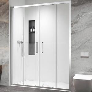 Kamalu porta doccia doppio scorrevole 160cm altezza 200cm finitura cromo| kz6000
