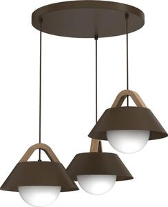 Lampadario a sospensione con cavo FUNDA 3xE27/15W/230V marrone