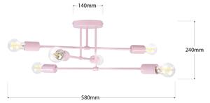Lampadario a plafone CAMBRIDGE 6xE27/15W/230V rosa
