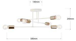 Lampadario a plafone CAMBRIDGE 6xE27/15W/230V ottone/bianco