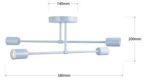 Lampadario a plafone CAMBRIDGE 4xE27/15W/230V blu
