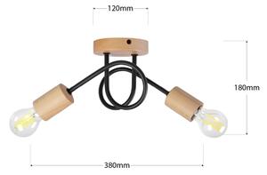 Lampadario a plafone OXFORD 2xE27/15W/230V pino/nero