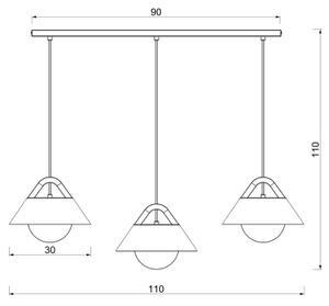 Lampadario a sospensione con cavo FUNDA 3xE27/15W/230V bronzo