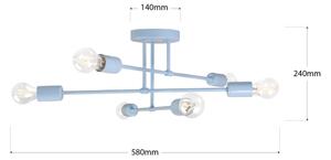 Plafoniera CAMBRIDGE 6xE27/15W/230V blu