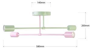 Lampadario a soffitto CAMBRIDGE 4xE27/15W/230V verde/rosa