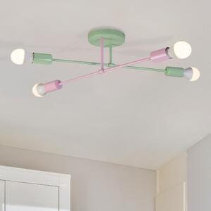 Lampadario a soffitto CAMBRIDGE 4xE27/15W/230V verde/rosa
