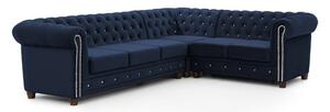 Divano angolare blu allungabile (con penisola a destra/a L) con rivestimento in velluto York Blik – Ropez