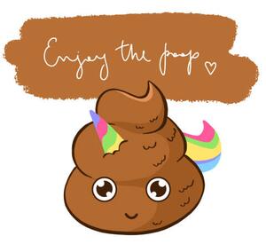 Illustrazione Cute funny quote Enjoy the poop with unicorn emoji, Yana Kalashnikova