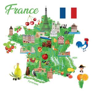 Illustrazione Travel Map of France, drmakkoy