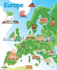 Illustrazione Europe Tourism Map, drmakkoy