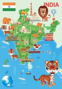 Illustrazione India Cartoon Map, drmakkoy