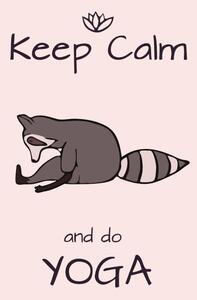 Illustrazione Hand drawn yoga raccoon with lettering, Daria Khivrenko