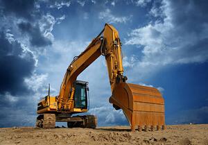 Illustrazione Yellow Excavator at Construction Site, narvikk