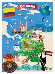 Illustrazione Cartoon map of Colombia, drmakkoy