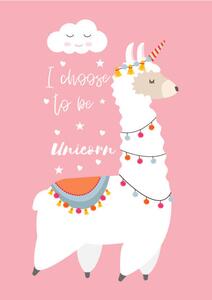 Illustrazione Cute Llama Alpaca with unicorn horn, undefined undefined