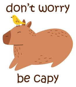 Illustrazione Vector funny capybara with text dont, Ulyana Moskalchuk