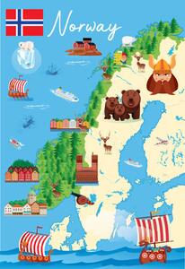 Illustrazione Cartoon Map of Norway, drmakkoy