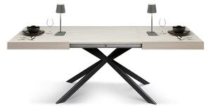Tavolo allungabile olmo perla con gambe incrociate nere family 160x90