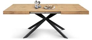 Tavolo allungabile rovere rustico con gambe incrociate nere family 180x90