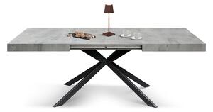 Tavolo allungabile grigio cemento con gambe incrociate nere family 140x90