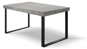 Tavolo allungabile grigio cemento con gambe nere a U 140x90