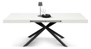 Tavolo allungabile bianco frassinato con gambe incrociate nere family 140x90