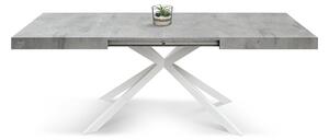Tavolo allungabile grigio cemento con gambe incrociate bianche family 160x90