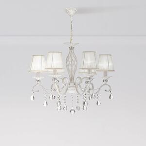 Maytoni Grace, lampadario bianco a 6 luci, organza, E14