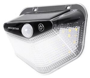 Applique Led multiangolo 20W Nero con pannello solare IP65 Bianco freddo 6500K con sensore crepuscolare e di movimento Aigostar