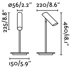 FARO BARCELONA Lampada da tavolo Link, nero opaco, acciaio, altezza 46 cm