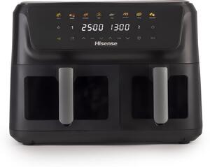 Hisense Friggitrice ad Aria Doppio Cestello Capacit 11 Litri Potenza 2700 Watt con Timer colore Nero - HAF2700DCD