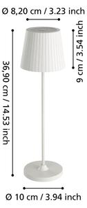 Eglo 75793 - Lampada da tavolo LED dimmerabile per esterni CABOZO LED/3,8W/5V 2000 mAh IP44 bianca
