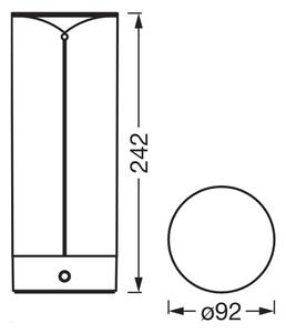 Osram - Lampada da tavolo per esterni ENDURA STYLE LED con dimmer a sfioramento, 1,5W/5V, 2500 mAh, IP54, antracite