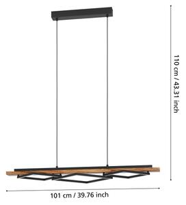 Eglo 901933 - Lampadario LED a sospensione su cavo BOYAL 2xLED/13W/230V+ LED/16W nero/marrone
